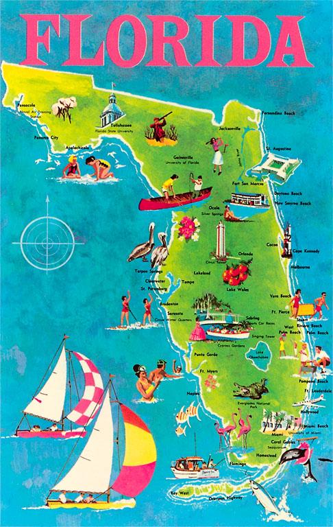 Map of Florida Vintage Image, Florida FL-117 – Found Image Press Inc.