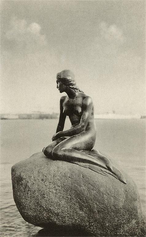 Little Mermaid Statue, Copenhagen, Denmark Vintage Image, By the
