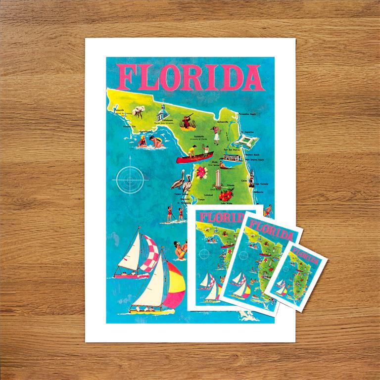 Map of Florida Vintage Image, Florida FL-117 – Found Image Press Inc.