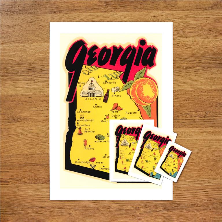 Map of Georgia Vintage Image, Georgia GA-354 – Found Image Press Inc.